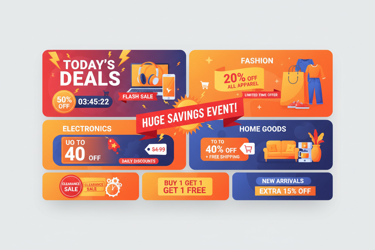 gere um imagam comreferencia a site como amazon remetendo a vairos promocoes sales